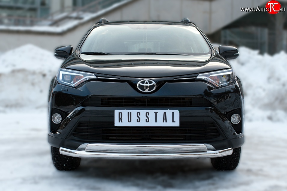 20 349 р. Защита переднего бампера (2 трубыØ75х42 и 63 мм, нержавейка) Russtal Toyota RAV4 XA40 5 дв. рестайлинг (2015-2019)  с доставкой в г. Воронеж