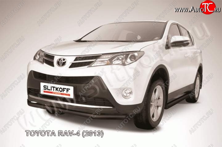 7 499 р. Защита переднего бампер Slitkoff  Toyota RAV4  XA40 (2012-2015) 5 дв. дорестайлинг (Цвет: серебристый)  с доставкой в г. Воронеж