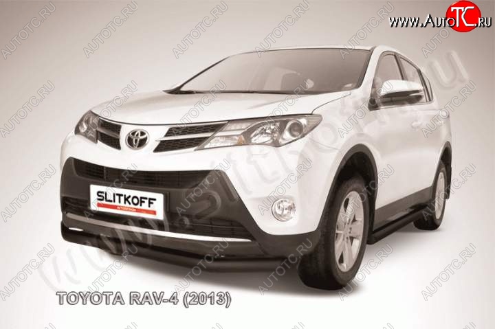 8 599 р. Защита переднего бампер Slitkoff  Toyota RAV4  XA40 (2012-2015) 5 дв. дорестайлинг (Цвет: серебристый)  с доставкой в г. Воронеж