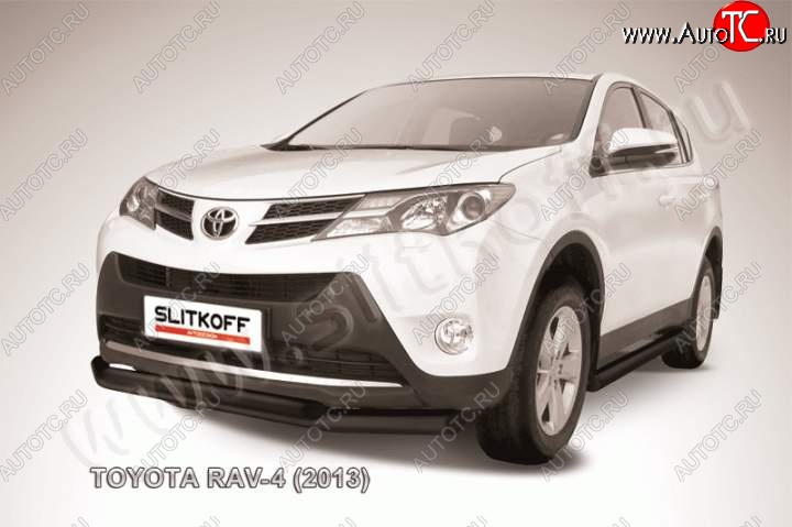 10 249 р. Защита переднего бампер Slitkoff  Toyota RAV4  XA40 (2012-2015) 5 дв. дорестайлинг (Цвет: серебристый)  с доставкой в г. Воронеж