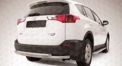 10 999 р. Двойная защита заднего бампера из труб диаметрами по 57 мм Slitkoff  Toyota RAV4  XA40 (2012-2015) 5 дв. дорестайлинг (Цвет: нержавеющая полированная сталь)  с доставкой в г. Воронеж. Увеличить фотографию 1