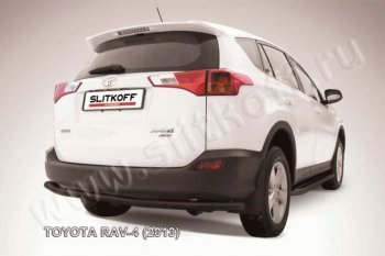 8 199 р. Защита задняя Slitkoff Toyota RAV4 XA40 5 дв. дорестайлинг (2012-2015) (Цвет: серебристый)  с доставкой в г. Воронеж. Увеличить фотографию 1