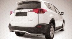 12 999 р. Защита заднего бампера из фигурной трубы диаметром 57 мм Slitkoff  Toyota RAV4  XA40 (2012-2015) 5 дв. дорестайлинг (Цвет: нержавеющая полированная сталь)  с доставкой в г. Воронеж. Увеличить фотографию 1