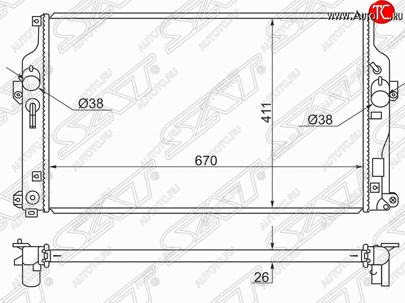 7 849 р. Радиатор двигателя SAT Toyota RAV4 XA40 5 дв. дорестайлинг (2012-2015)  с доставкой в г. Воронеж