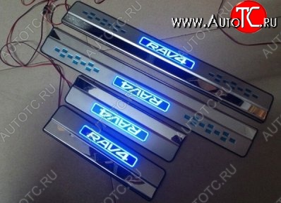3 149 р. Накладки на порожки автомобиля с подсветкой CT v3 Toyota RAV4 XA40 5 дв. дорестайлинг (2012-2015)  с доставкой в г. Воронеж
