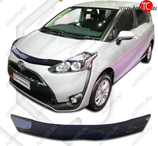 1 839 р. Дефлектор капота CA-Plastiс Toyota Sienta XP170 1-ый рестайлинг (2018-2025) (Classic черный, Без надписи)  с доставкой в г. Воронеж