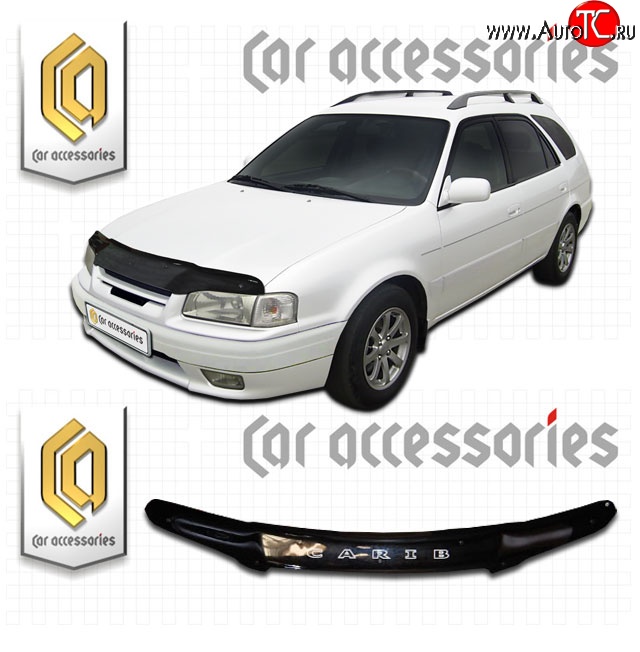 1 999 р. Дефлектор капота CA-Plastic  Toyota Sprinter Carib (1995-1997) (Classic черный, Без надписи)  с доставкой в г. Воронеж