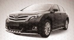 Одинарная защита переднего бампера d57 мм с зубьями Slitkoff Toyota Venza GV10 рестайлинг (2012-2016)