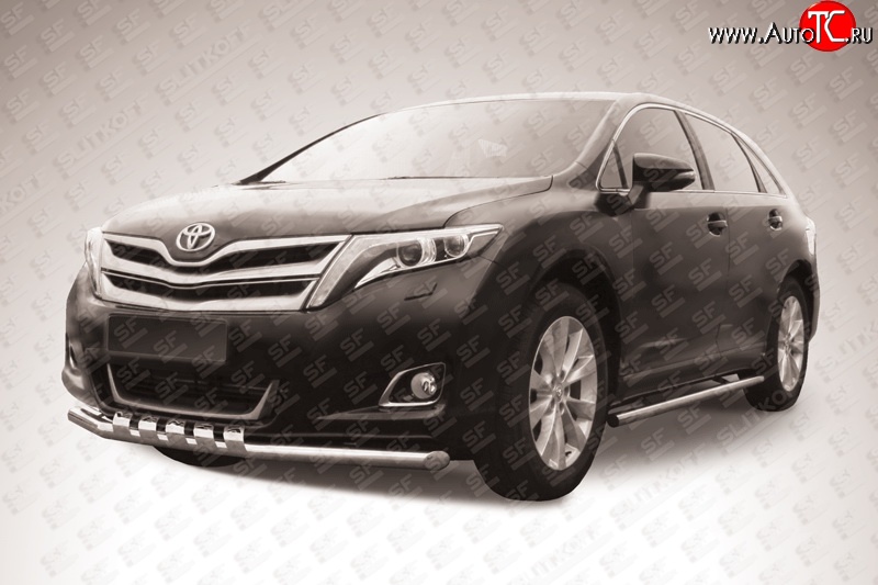 20 999 р. Одинарная защита переднего бампера d57 мм с зубьями Slitkoff  Toyota Venza  GV10 (2012-2016) рестайлинг (нержавейка полированная)  с доставкой в г. Воронеж