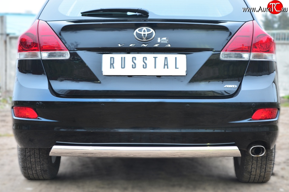 11 599 р. Защита заднего бампера (Ø75x42 мм, нержавейка) Russtal Toyota Venza GV10 рестайлинг (2012-2016)  с доставкой в г. Воронеж