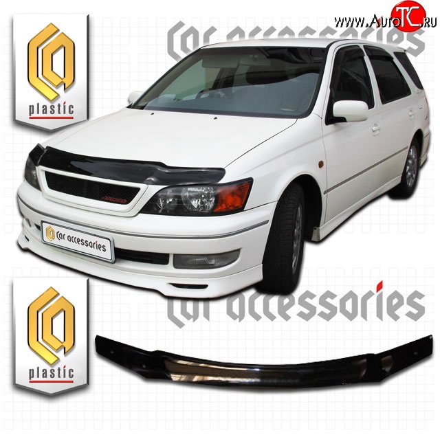 1 599 р. Дефлектор капота CA-Plastic Toyota Vista Ardeo V50 дорестайлинг универсал (1998-2000) (Classic черный, Без надписи)  с доставкой в г. Воронеж