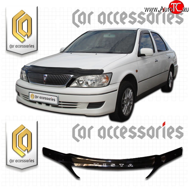 2 399 р. Дефлектор капота CA Plastic exclusive  Toyota Vista  V50 (1998-2000) дорестайлинг седан (Classic черный, Без надписи)  с доставкой в г. Воронеж