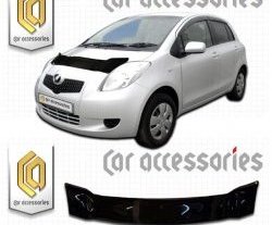 2 079 р. Дефлектор капота CA-Plastic Toyota Vitz XP90 хэтчбэк 5 дв. дорестайлинг (2005-2007) (серия Classic черный, Без надписи)  с доставкой в г. Воронеж. Увеличить фотографию 2