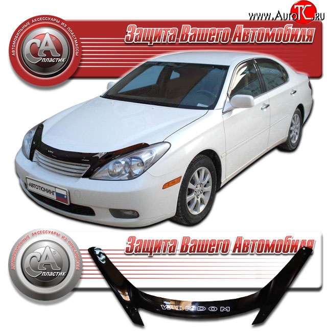 2 199 р. Дефлектор капота CA Plastic exclusive  Toyota Windom (2001-2006) (Classic черный, Без надписи)  с доставкой в г. Воронеж