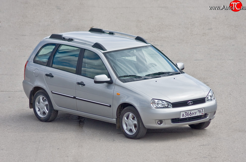 5 319 р. Рейлинги Petroil Tuning Усиленные Лада Калина 1117 универсал (2004-2013) (Серебристый муар, крыша с ребром жесткости)  с доставкой в г. Воронеж
