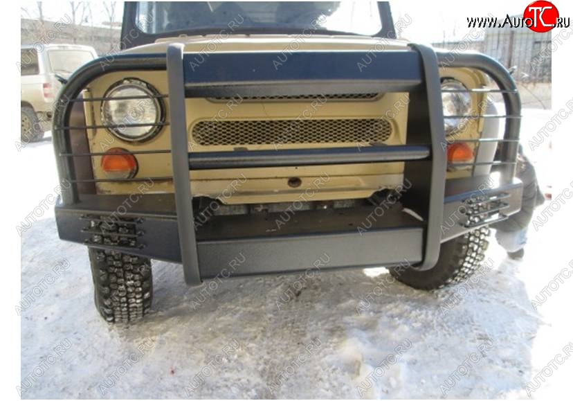 32 399 р. Бампер передний Корсар Уаз 469 (1972-2011) (С площадкой под лебедку и защитой фар)  с доставкой в г. Воронеж