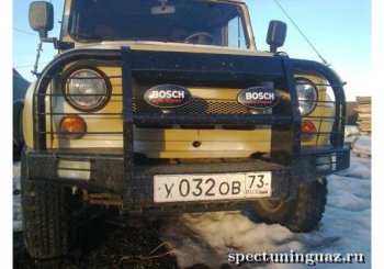 32 399 р. Бампер передний Корсар Уаз 469 (1972-2011) (С площадкой под лебедку и защитой фар)  с доставкой в г. Воронеж. Увеличить фотографию 2