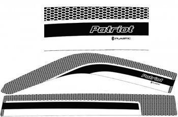 Дефлектора окон CA-Plastic Уаз Патриот ( 3163 5-дв.,  3163 5 дв.) (2014-2025) 1-ый рестайлинг, 2-ой рестайлинг (Серия Art белая, Без хром.молдинга)