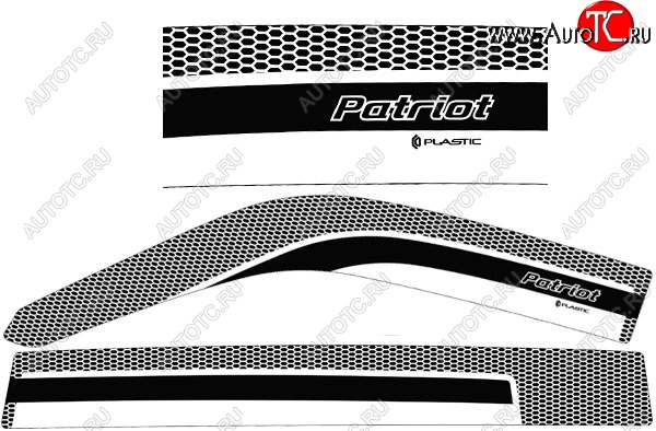 2 299 р. Дефлектора окон CA-Plastic  Уаз Патриот ( 3163 5-дв.,  3163 5 дв.) (2014-2025) 1-ый рестайлинг, 2-ой рестайлинг (Серия Art белая, Без хром.молдинга)  с доставкой в г. Воронеж