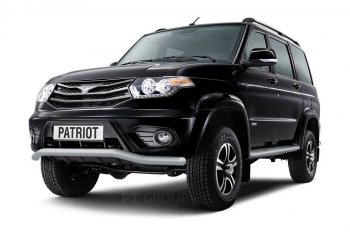 Защита переднего бампера Petroil Tuning (d63, волна) Уаз Патриот 23632 1 рестайлинг пикап (2014-2016) (Черный (Шагрень))