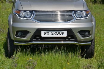 17 889 р. Защита переднего бампера Petroil Tuning (d63, волна) Уаз Патриот 23632 1 рестайлинг пикап (2014-2016) (Нержавеющая полированная сталь)  с доставкой в г. Воронеж. Увеличить фотографию 4