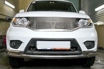 21 059 р. Защита переднего бампера двойная с углами из труб d63/51 мм Petroil Tuning Уаз Патриот 23632 1 рестайлинг пикап (2014-2016) (Нержавеющая полированная сталь)  с доставкой в г. Воронеж. Увеличить фотографию 4