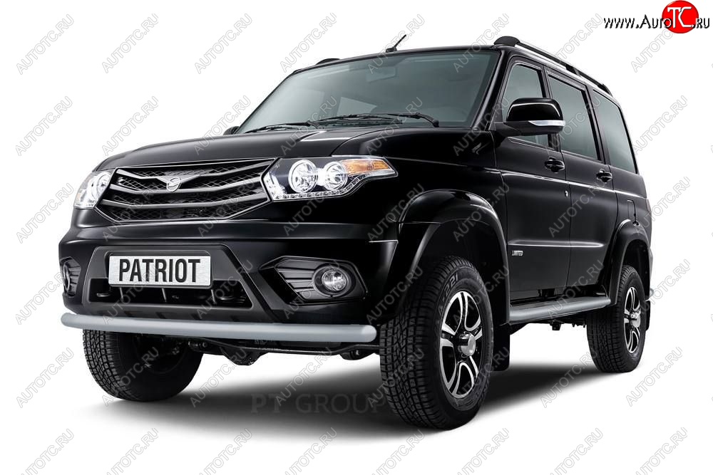 5 999 р. Защита переднего бампера одинарная из трубы d63 мм Petroil Tuning Уаз Патриот 23632 1 рестайлинг пикап (2014-2016) (Черный (Шагрень))  с доставкой в г. Воронеж
