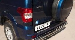 11 899 р. Одинарная защита заднего бампера из трубы диаметром 63 мм SLITKOFF  Уаз Патриот ( 3163 5-дв.,  3163 5 дв.) (2014-2025) 1-ый рестайлинг, 2-ой рестайлинг  с доставкой в г. Воронеж. Увеличить фотографию 2