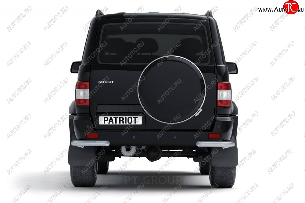 3 799 р. Защита заднего бампера Petroil Tuning (уголки, d63)  Уаз Патриот  23632 (2014-2016) 1 рестайлинг пикап (Сталь с полимерным покрытием, Черная (шагрень))  с доставкой в г. Воронеж