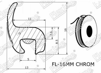 319 р. Универсальный уплотнитель FlexLine (16 mm U-LIP с хром полосой, 1 погонный метр) KIA Mohave HM дорестайлинг (2008-2017)  с доставкой в г. Воронеж. Увеличить фотографию 2