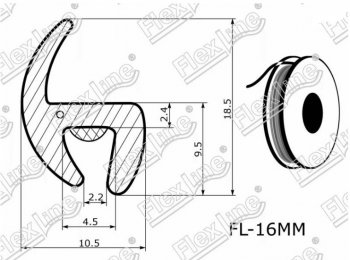 197 р. Универсальный уплотнитель FlexLine (16 mm, 1 погонный метр) INFINITI FX35 S50 дорестайлинг (2002-2005)  с доставкой в г. Воронеж. Увеличить фотографию 2