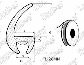 239 р. Универсальный уплотнитель FlexLine (26 mm, 1 погонный метр) INFINITI FX35 S50 дорестайлинг (2002-2005)  с доставкой в г. Воронеж. Увеличить фотографию 2