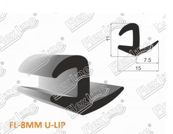 195 р. Универсальный уплотнитель FlexLine (8 mm U-LIP, 1 погонный метр) Лада нива 4х4 2121-80 ФОРА (1995-2011)  с доставкой в г. Воронеж. Увеличить фотографию 2