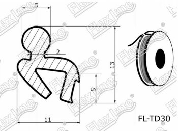 197 р. Универсальный уплотнитель (подложка) FlexLine (13 mm, 1 погонный метр) INFINITI FX35 S50 дорестайлинг (2002-2005)  с доставкой в г. Воронеж. Увеличить фотографию 2