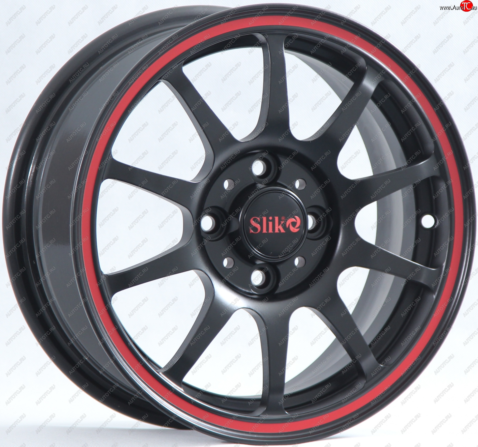 12 799 р. Кованый диск Slik Classik 6x14 (Черный глянцевый с красным ободом)   (Цвет: Черный глянцевый с красным ободом)  с доставкой в г. Воронеж