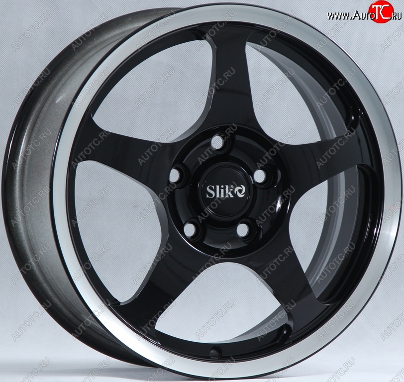 10 999 р. Кованый диск Slik classik R16x6.5 Черный глянцевый с полированым ободом (BKL) 6.5x16   (Цвет: BKL)  с доставкой в г. Воронеж