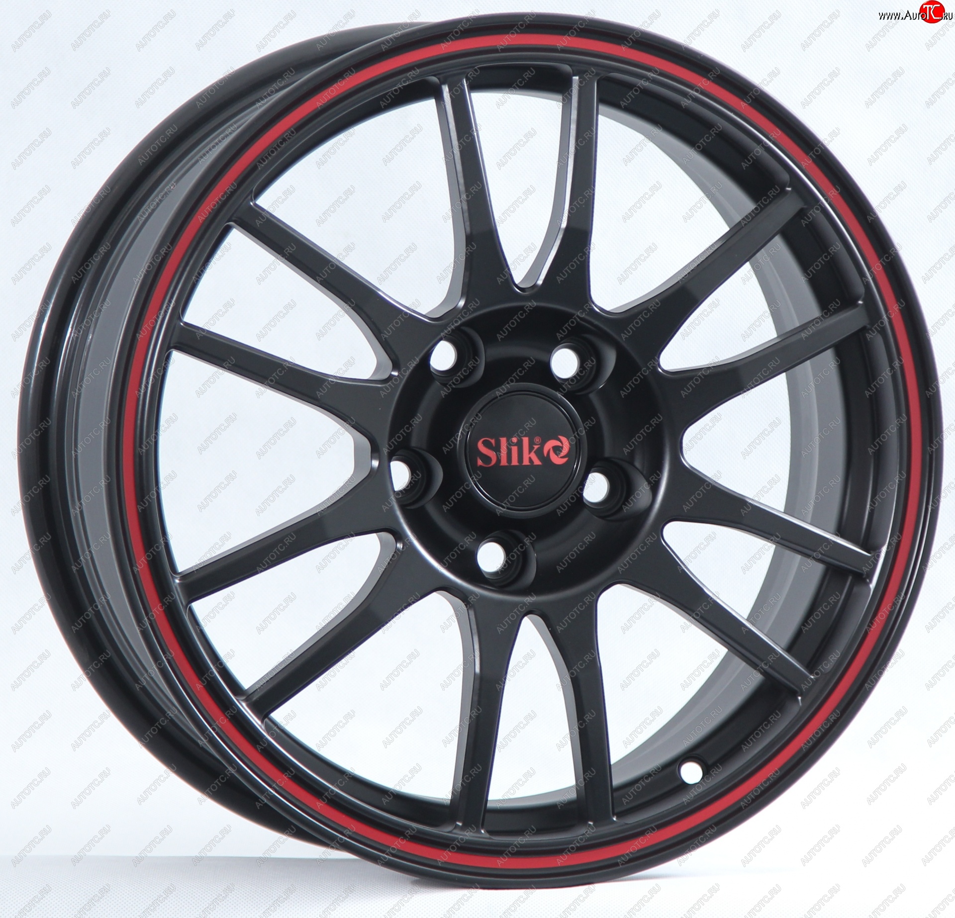 12 949 р. Кованый диск Slik classik R16x6.5 Черный глянцевый с красным ободом (BKRL) 6.5x16   (Цвет: BKRL)  с доставкой в г. Воронеж