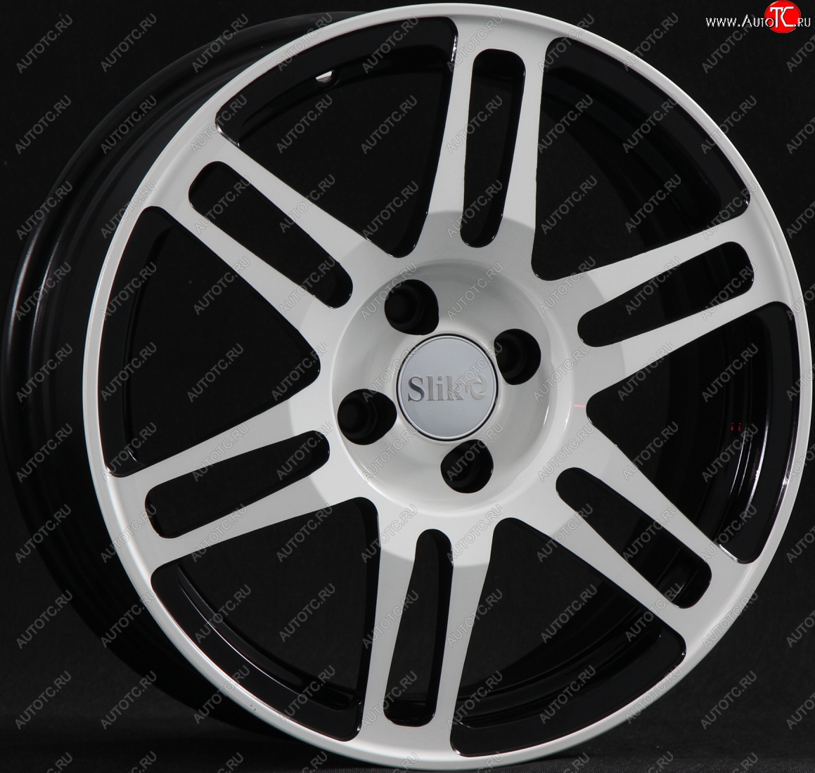 12 949 р. Кованый диск Slik classik R16x6.5 Черный глянцевый с белой лицевой поверхностью (BKFW) 6.5x16   (Цвет: BKFW)  с доставкой в г. Воронеж