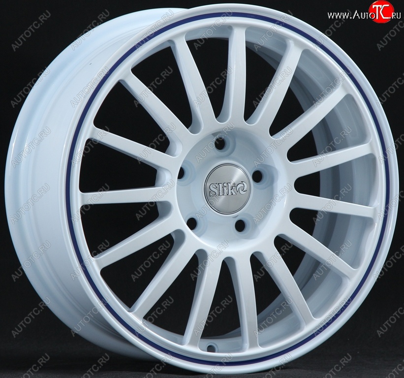 15 249 р. Кованый диск Slik classik R16x6.5 Белый с синим ободом 6.5x16   (Цвет: Белый с синим ободом 6.5x16)  с доставкой в г. Воронеж
