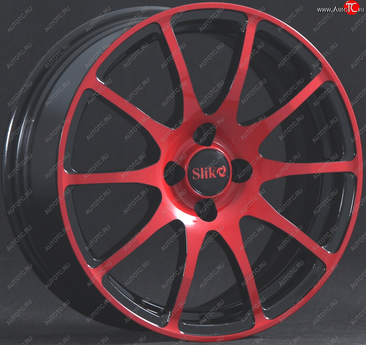 18 999 р. Кованый диск Slik classik R16x6.5 Черный глянцевый с красной лицевой поверхностью (BKFRED) 6.5x16   (Цвет: BKFRED)  с доставкой в г. Воронеж
