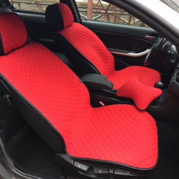 2 799 р. Универсальная накидка на сиденья Lord Autofashion Кристалл (трикотаж, 2 места)   (Красный)  с доставкой в г. Воронеж. Увеличить фотографию 2