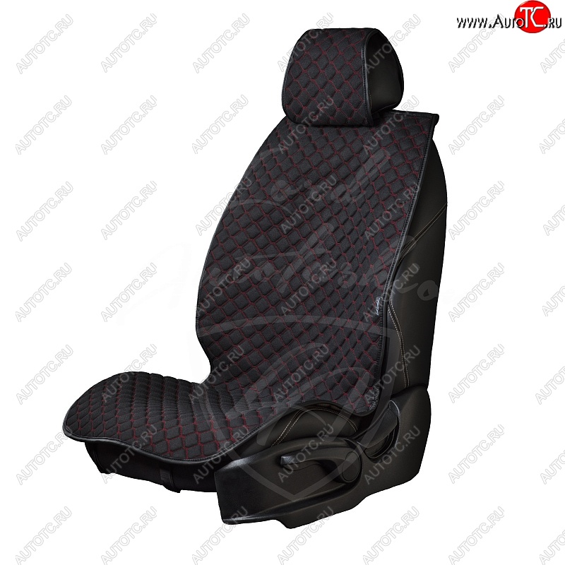 7 649 р. Универсальная накидка на сиденья Lord Autofashion Кристалл (трикотаж, 4 места)   (Чёрный с красной строчкой)  с доставкой в г. Воронеж