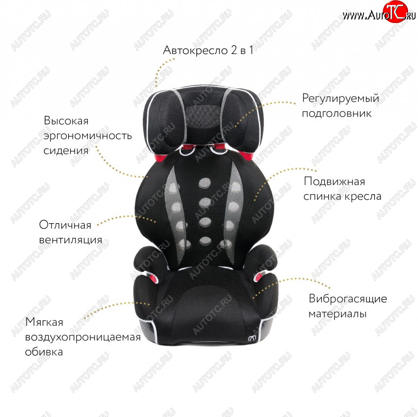 14 249 р. Кресло детское автомобильное Saratto Highback Junior Quattro (группа 2/3) Volkswagen Beetle A5 (5С1) хэтчбэк 3 дв. дорестайлинг (2011-2016) (Цвет: черный с серым)  с доставкой в г. Воронеж