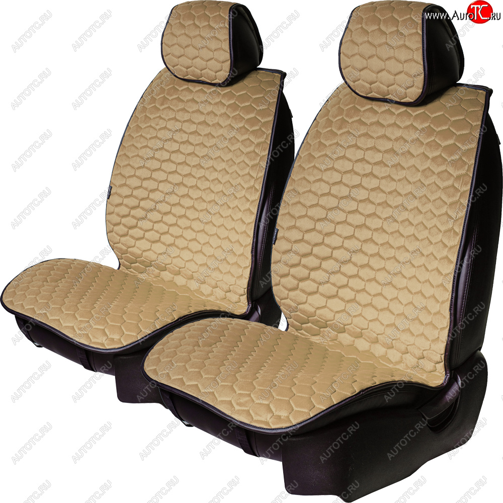3 299 р. Комплект накидок на сиденья Lord Autofashion Тейлор (велюр, 2 места)   (Бежевый 3630)  с доставкой в г. Воронеж