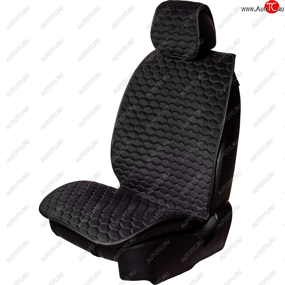 3 299 р. Комплект накидок на сиденья Lord Autofashion Тейлор (велюр, 2 места)   (Чёрный)  с доставкой в г. Воронеж