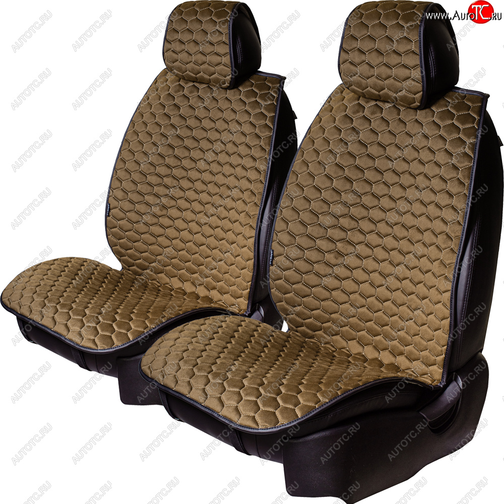 3 299 р. Комплект накидок на сиденья Lord Autofashion Тейлор (велюр, 2 места)   (Бронза 365)  с доставкой в г. Воронеж