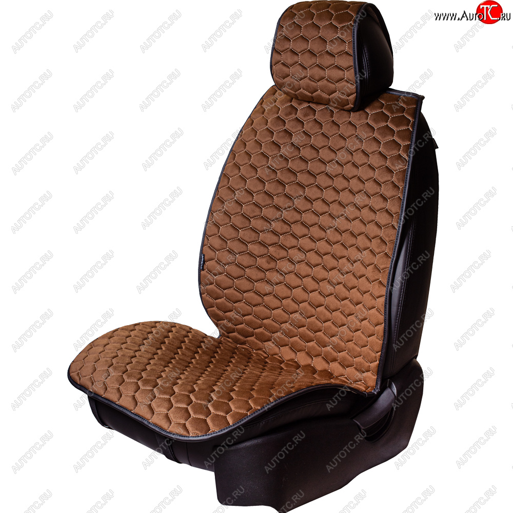 3 299 р. Комплект накидок на сиденья Lord Autofashion Тейлор (велюр, 2 места)   (Коричневый 3705)  с доставкой в г. Воронеж