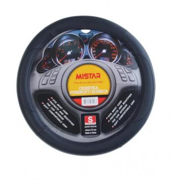 Оплётка руля (35-37см. (S), чёрная кожа) MISTAR Alfa Romeo 156 932 дорестайлинг, седан (1996-2002)