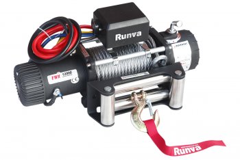 Лебёдка электрическая Runva 12000 lbs 5443 кг Runva Geely Atlas NL3 (2016-2022) (стальной трос, 24v)