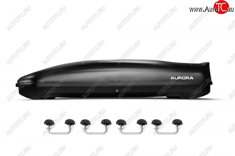 26 099 р. Багажный бокс AURORA (560 л/213x84x42 см, двусторонний, крепление скоба) на крышу   (Black Metallic Glossy)  с доставкой в г. Воронеж